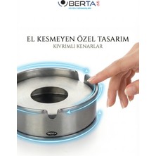 Berta Hijyen Paslanmaz Çelik Küllük Özel Tasarım Kıvrımlı Kenar El Kesmeyen Ömür Boyu Paslanmaz Küllük