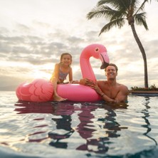 Toha Intex Şişme Pembe Flamingo Deniz Yatağı | 147×140X94 cm Tutma Kulplu Dev Şamandıra