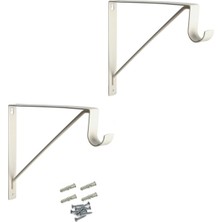 Depolife 20X20CM Metal Braket Raf Tutucu Fortmanto Demiri 25MM Askılık Borusu Takılabilir Montajlı 2li Set