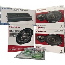 Pioneer Ses Sistemi Komple Profesyonel Tam Set 2 Takım 750W Hoparlör 1400W Çift Bobin Subwofer 5 Kanal Amfi Kablo