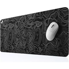 Brf - Gaming Oyuncu Gamer Mouse Pad, Kaymaz Taban Büyük Boy Large Ofis Tipi Mouse Ped, Fare Altlığı, Düz Masa Koruyucu Klavye Altı Mousepad 70X30 cm (Topografi Siyah)