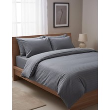 %100 Pamuklu Çizgili Saten King Size 220X240CM Nevresim Takımı