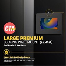 Brf Kilitleme iPad Duvar Montajı - iPad Pro 12.9 Inç, Surface Pro 3, 4, 5, 6, 7, 8, x Için Tuş Kilidi ve Iç Kablo Yönlendirmesi ile Cta Hırsızlığa Karşı Büyük Kilitleme Tablet Muhafazası - Siyah -