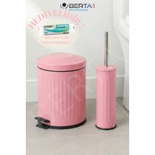 Berta Hijyen Vintage Banyo Seti Beyaz Çöp Kovası 5lt Tuvalet Fırçası Lüks Model