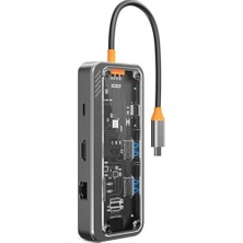 Brf Çoklayıcı Adaptör 8 In 1 USB C Type-C To USB A, USB C Uyumlu Çevirici Adaptör Çok Portlu Çoklayıcı 8in1 USB Hub ZR663