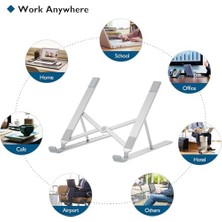 Brf Metal Laptop Tablet iPad Dizüstü Bilgisayar Standı 7-17.3 Inç Tüm Cihazlar Için 7 Seviye Yükseklik Ayarı Taşınabilir Kaymaz Laptop Yükseltici Havalandırmalı Soğutma Katlanabilir Masaüstü Standı