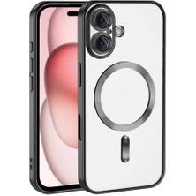 Brf 16 Için ile Uyumlu Arka Kısmı Parlak Şeffaf Yapıya Sahip Kenarları Silikon Yapılı Güçlendirilmiş Mıknatıslı Kamera Lens Koruyuculu Kablosuz Şarj Destekli Kılıf (Siyah)