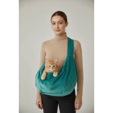 Kemique Leke Tutmaz Su Yeşili Kadife Dokulu  Kedi Taşıma Çantası – Emniyet Kemerli