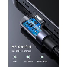 Brf 60521 Örgülü 90° Lightning Şarj ve Data Kablosu, Siyah, 1 Metre