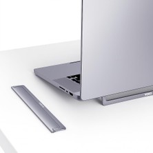 Brf Laptop Stand Ultra Ince 4 mm Katlanabilir Alüminyum Ergonomik Dizüstü Stand 11.6 13 15 16 17 Inç Uyumlu Görünmez Yapışkanlı Hafif Taşınabilir Notebook Yükseltici Ofis Ev Seyahat Gri