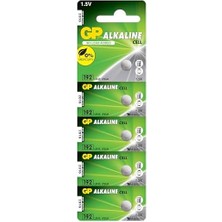 Brf GP192 LR41/192/V3GA Boy Alkalin Düğme Pil, 1.5 Volt, 5'li Kart, Gri