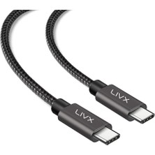 Brf 100W 5A Type C To Type C 15 Pro Max Plus Hızlı Şarj ve Data Kablosu Halat Örgülü Space Gray (1 Metre)