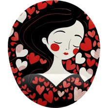 Brf Kız ve Kalp Desenli Bilek Destekli Mouse Pad