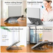 Brf ® Alüminyum Laptop Standı – 7 Kademeli Yükseklik Ayarı, 15.6 Inç’e Kadar Notebook/tablet Uyumlu, Katlanabilir & Taşınabilir Ergonomik Tutucu