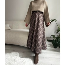 Muennesofi Kahverengi Ekose Kloş Etek