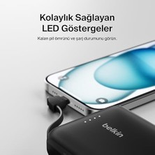Brf Boostcharge Power Bank, Entegre Kablolu Taşınabilir Şarj Cihazı 10K Pd 20W - Usb-C Güç Dağıtımı, Power Bank 16 Serisi, iPad Pro, Galaxy S24 ve Daha Fazlası Için Hızlı Şarj
