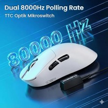 Brf Aula SC900 Pro PAW3395 Sensör 26000 Dpı 8000Hz Kablolu ve Kablosuz Gaming Oyuncu Mouse Beyaz