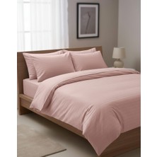 Alpateks Home 120X200CM Yataklara Özel Çizgili Pamuklu Saten Tek Kişilik Nevresim Takımı (Çarşafı Lastikli)