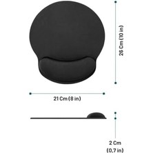 Brf Bilek Destekli Konfor Kaymaz Ergonomik Mouse Pad Siyah Siyah