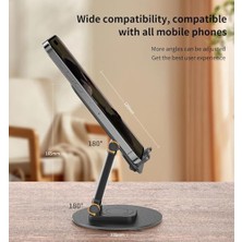 Brf Ayarlanabilir Katlanabilir Masaüstü Telefon Standı, 360° Döner, Evrensel Uyumlu 4-8 Inç Telefon ve 13 Inch Kadar Tablet Tutucu, Alüminyum Metal Tabanlı, Kaymaz ve Taşınabilir 33 cm Uzunluk