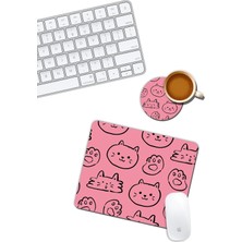 Brf Sevimli Kediler Mouse Pad ve Bardak Altlığı Set