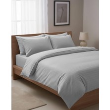 Alpateks Home 120X200CM Yataklara Özel Çizgili Pamuklu Saten Tek Kişilik Nevresim Takımı (Çarşafı Lastikli)