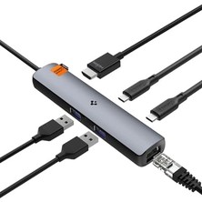 Brf Pro 100W Güç Adaptörü 6in1 Usb-C Multi Hub / Çoklayıcı 6 Port / 8k 60hz / Ethernet 2.5gbps / Usb4 Gen3 /  PD2302 Space Gray - ACA06193