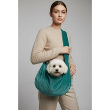 Kemique Su Yeşili Leke Tutmaz Kadife Dokulu Köpek Taşıma Çantası – Emniyet Kemerli