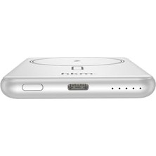 Brf Mag Lıte 5.000 Mah 20W Magsafe Uyumlu Manyetik Kablosuz Powerbank, Ultra Ince, Gümüş Renk