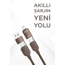 Brf 87W 4in 1 Typec-Usb To Typec-Lightning Hızlı Şarj ve Kablosu 1m Kahverengi U17 (Kahverengi)