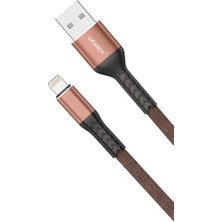 Brf Lightning Hızlı Şarj Kablosu – Kahverengi, Örgülü, Kırılmaz, 2m USB Girişli