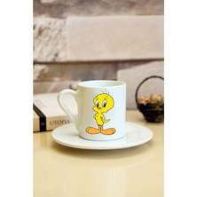 Tweety Baskılı Beyaz Türk Kahvesi Fincanı 4