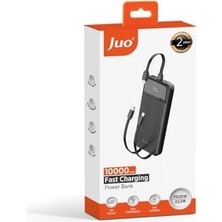 Brf 10000MAH 22.5W LED Ekranlı Lightning ve Type-C Kablolu Powerbank Taşınabilir Hızlı Şarj Cihazı Siyah