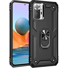 Brf 10 Pro Max Için Kılıf Military Ring Holder Siyah [ 10 Pro Max ile Uyumlu Kılıf - Siyah]