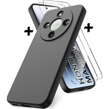 M.TK Moveteck Honor Magic 8 Lite 5g Kılıf Kamera Korumalı Yumuşak Renkli Mat Silikon + 9h Ekran Koruyucu Cam 2in1 Set