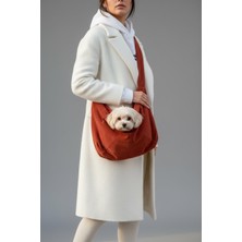 Kemique Kızıl Kahve Güderi Dokulu Köpek Taşıma Çantası – Emniyet Kemerli