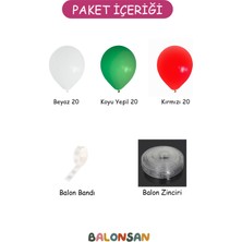 Balonsan Balon Seti 60 Adet ( Kırmızı-Koyu Yeşil-Beyaz)