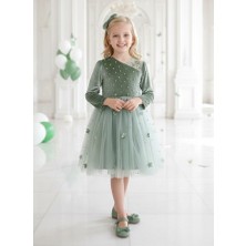 Treemass Kız Çocuk Kadife ve Tülden Elbise Özel Günler Için Ideal.