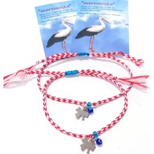 Funny Takı Iki  Adet Yonca ve Minik Nazar Boncuklu Ince Örgülü Ipli Marteniçka Bileklik