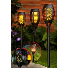 Biton Toptan 1 Adet Solar Bahçe Lambası Alev Efektli Güneş Enerjili Aydınlatma 50 cm