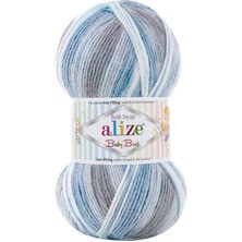 Alize Baby Best Batik Desen (5 Adet) 7540 Mavi-Krem-Gri Renkli El Örgü Ipliği