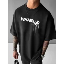 Amor Man Büyük Beden Özel Tasarım Whatever Baskılı %100 Pamuk Oversize Erkek Battal T-Shırt