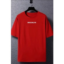 Amor Man Büyük Beden Özel Tasarım Brooklyn Baskılı %100 Pamuk Yeni Sezon Battal Erkek T-Shırt