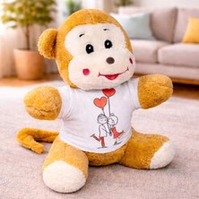 Marsilyan Mutlu Aşıklar Tasarım Tişörtlü Peluş Sevimli Maymun