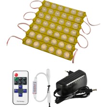 Powerr Led Aydınlatma 20 Adet 12 Volt 6 Watt 6 Lensli Amber 3030 Smd LED Modül 12A Tek Renk Rf Dimmer 3A Priz Tipi Adaptör Set
