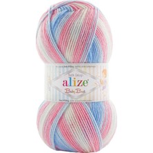 Alize Baby Best Batik Desen (5 Adet) 7935 Mavi-Pembe-Gri Renkli El Örgü Ipliği