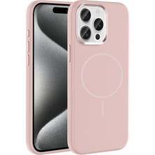 Paladyum Case iPhone 15 Pro Max Uyumlu Magsafe Özellikli Yumuşak Rose Gold Silikon Edi Kapak