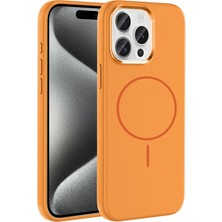 Paladyum Case iPhone 15 Pro Max Uyumlu Magsafe Özellikli Yumuşak Turuncu Silikon Edi Kapak