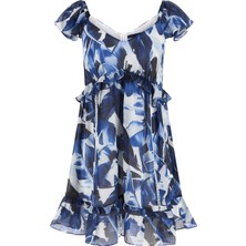 Guess Kısa Kollu Orsola Çan Kadın Lacivert Elbise W6GK30W1819-PMIB