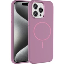 Paladyum Case iPhone 15 Pro Max Uyumlu Magsafe Özellikli Yumuşak Mor Silikon Edi Kapak